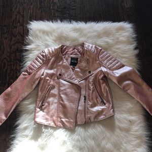 Metallic pink leather jacket girls size 12